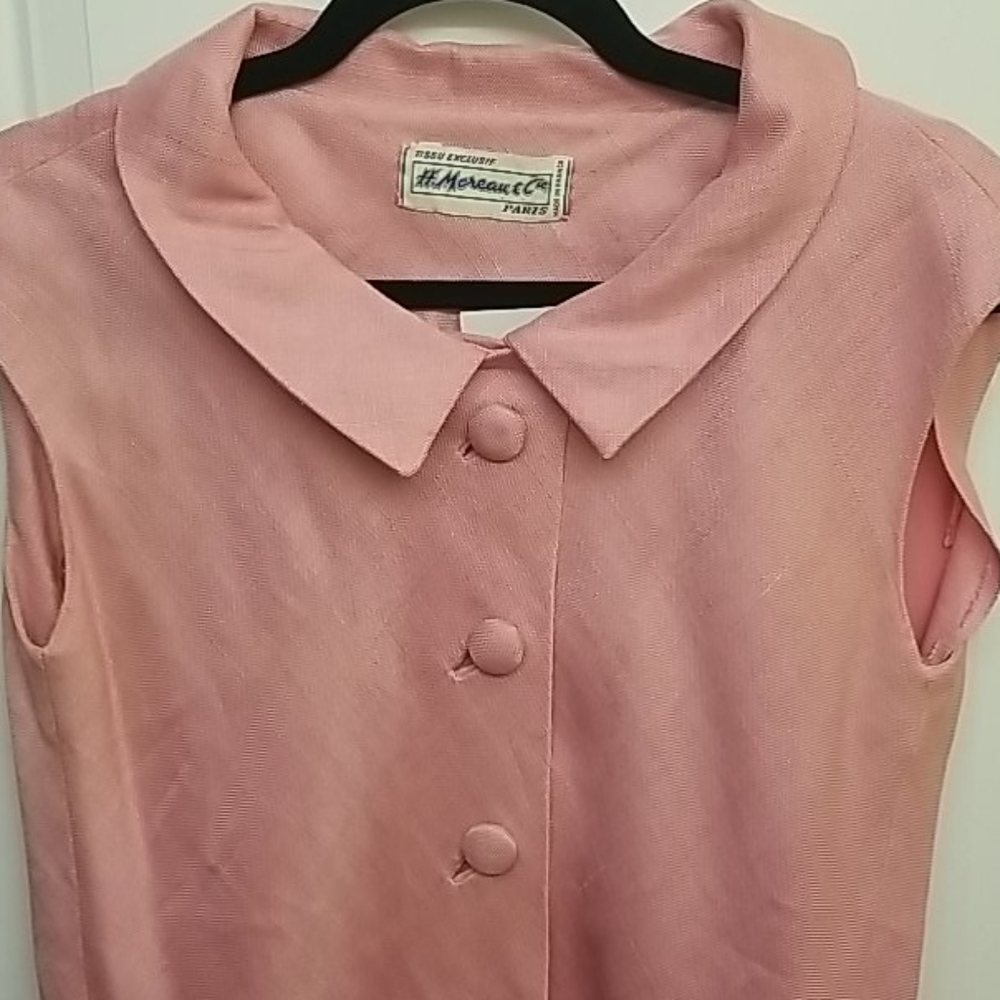 Vintage 1960s Pink Drop waist Dress - Picture 4 of 5